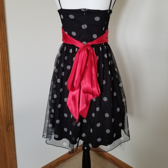 Y2K Vintage City Triangles Polka Dot Sparkle Party Dress - Picture 4 of 5